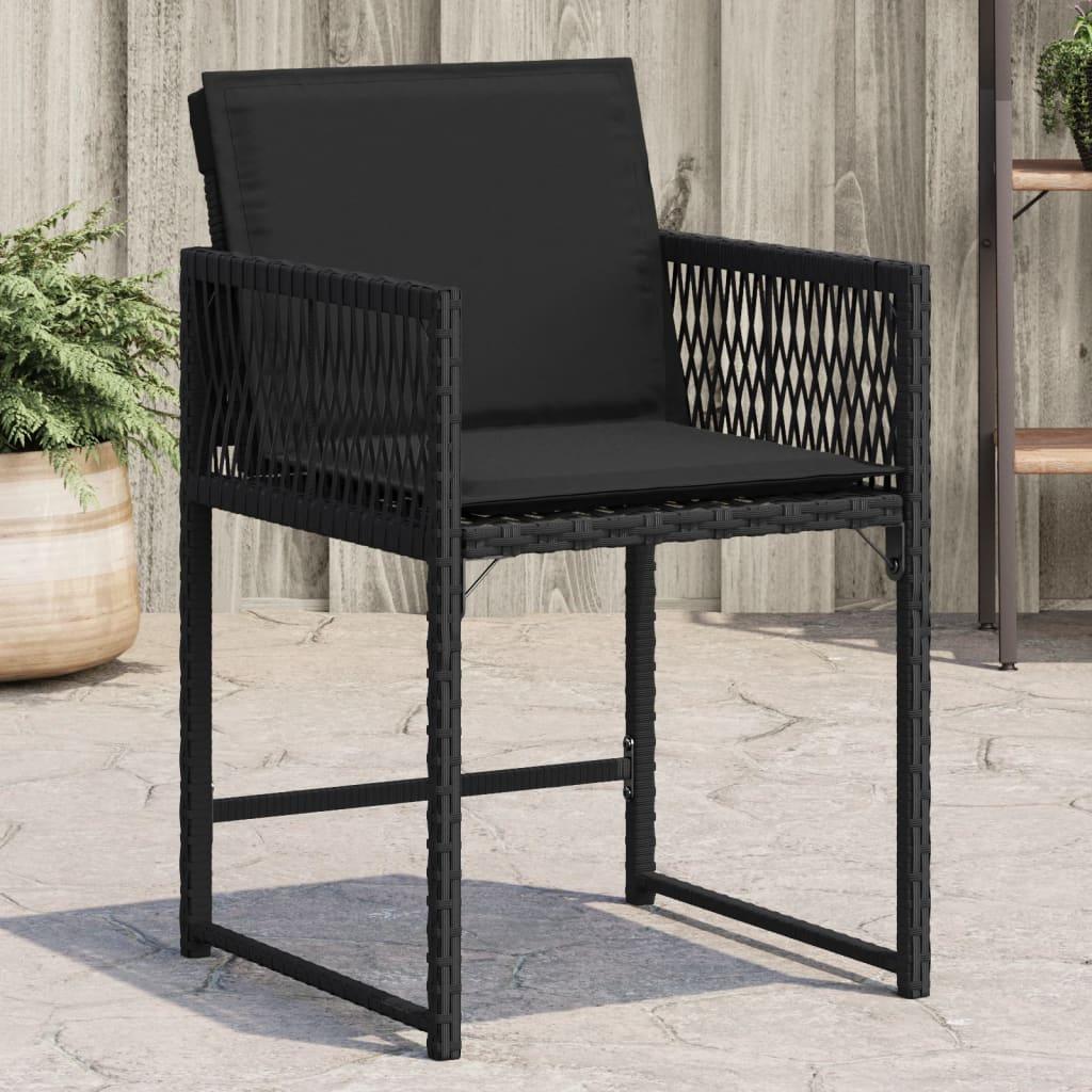 Havestole med hynder 4 stk. polyrattan sort