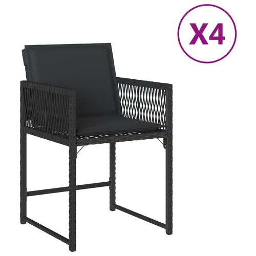 Havestole med hynder 4 stk. polyrattan sort