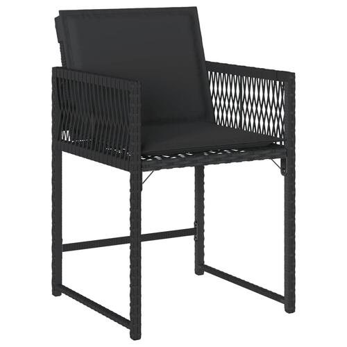 Havestole med hynder 4 stk. polyrattan sort
