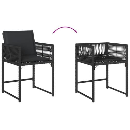 Havestole med hynder 4 stk. polyrattan sort