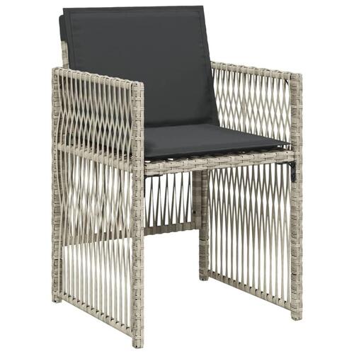 Havestole 4 stk. med hynder polyrattan lysegrå