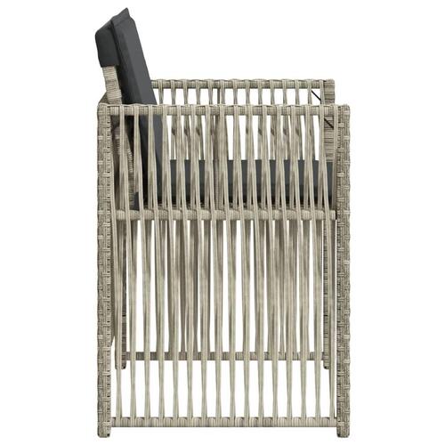 Havestole 4 stk. med hynder polyrattan lysegrå