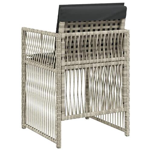 Havestole 4 stk. med hynder polyrattan lysegrå