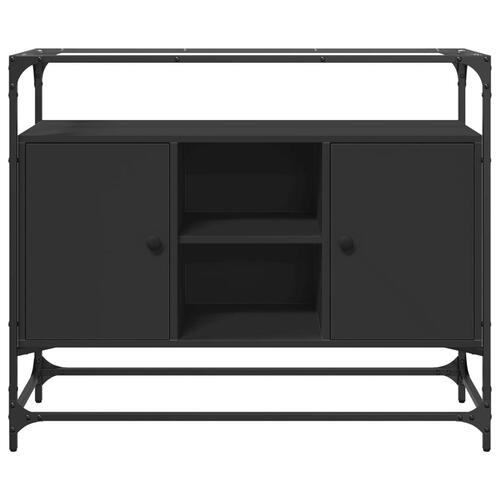 Skænk med glastop 98x35x81 cm konstrueret træ sort