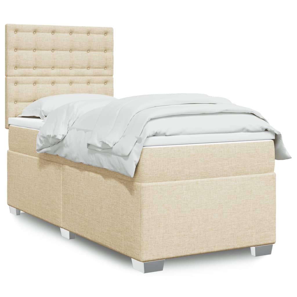 Kontinentalseng med madras 80x200 cm stof cremefarvet billede