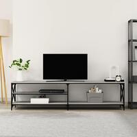 Tv-bord 200x40x50 cm konstrueret træ og metal grå sonoma-eg