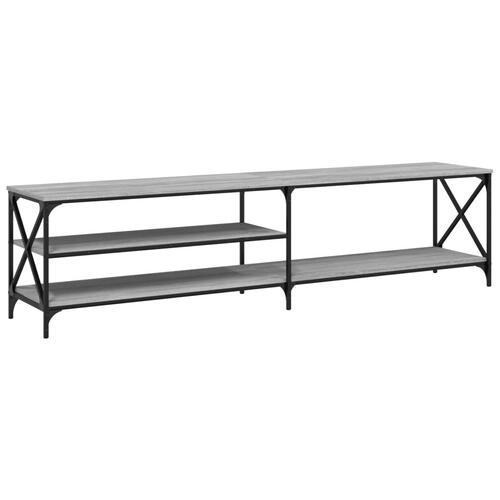 Tv-bord 200x40x50 cm konstrueret træ og metal grå sonoma-eg