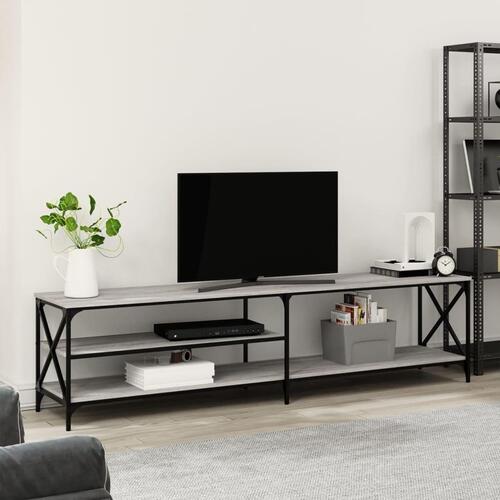 Tv-bord 200x40x50 cm konstrueret træ og metal grå sonoma-eg