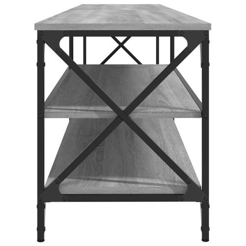 Tv-bord 200x40x50 cm konstrueret træ og metal grå sonoma-eg