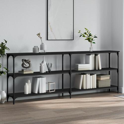 Konsolbord 200x29x75 cm konstrueret træ sort