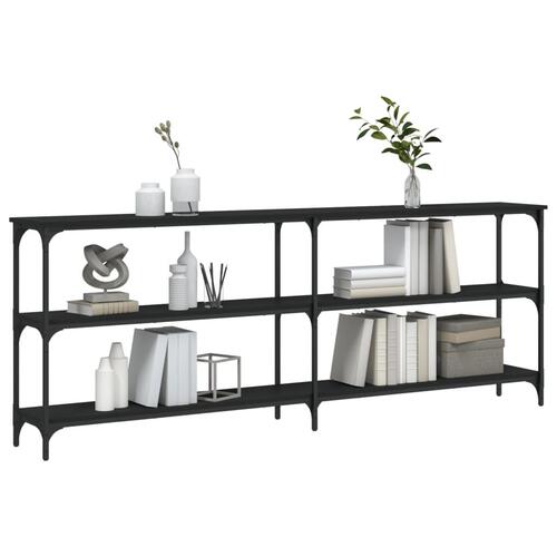 Konsolbord 200x29x75 cm konstrueret træ sort