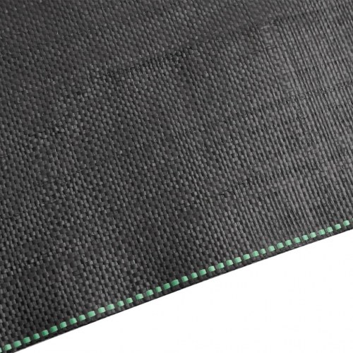 Ukrudtsdug 1,5 x 50 m - sort PP, 150 g/m² med grønne striber