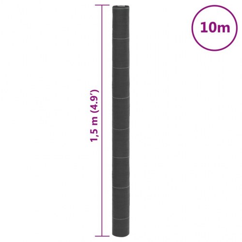 Ukrudtsdug 1,5 × 10 m - sort PP, 150 g/m²