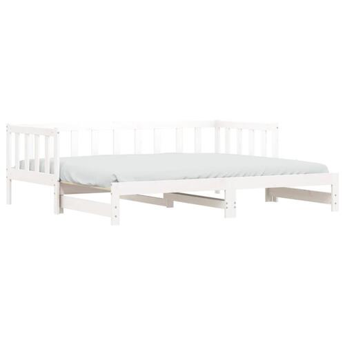 Daybed med udtræk 80x200 cm massivt fyrretræ hvid