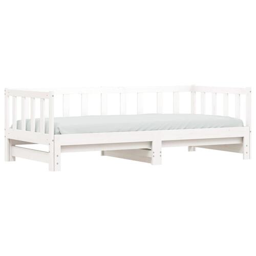 Daybed med udtræk 80x200 cm massivt fyrretræ hvid