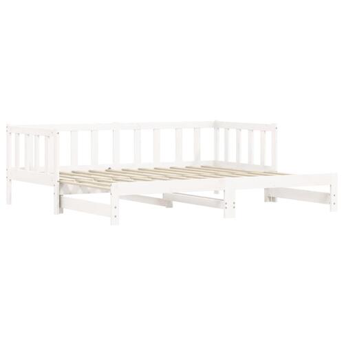 Daybed med udtræk 80x200 cm massivt fyrretræ hvid