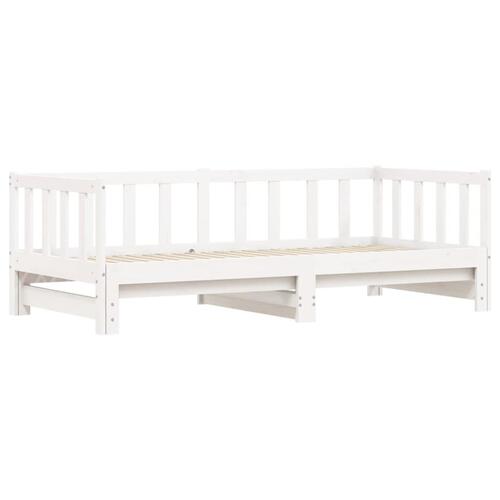 Daybed med udtræk 80x200 cm massivt fyrretræ hvid