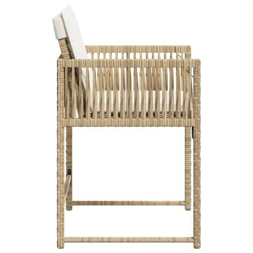 Havestole 4 stk. med hynder polyrattan beige