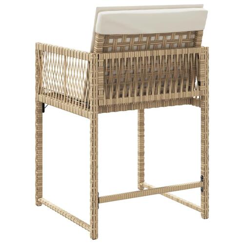 Havestole 4 stk. med hynder polyrattan beige