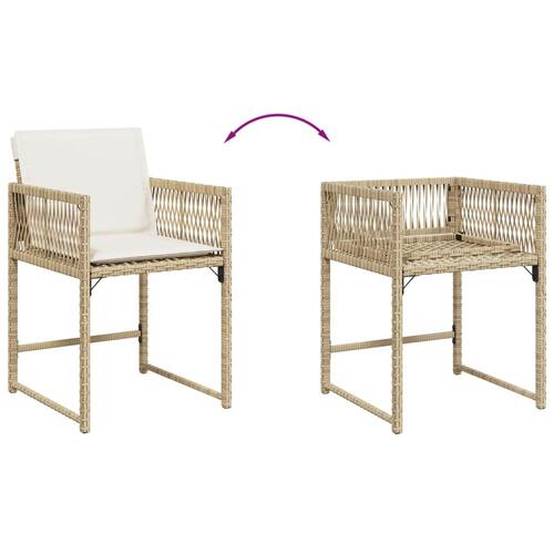 Havestole 4 stk. med hynder polyrattan beige