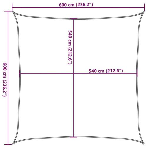 Solsejl 160 g/m² 6x6 m firkantet HDPE sandfarvet