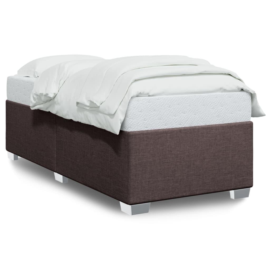 Sengeramme uden madras - mørkebrun stof 90 x 190 cm billede