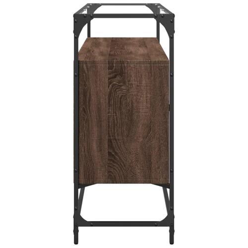 Skænk med glastop 98x35x81 cm konstrueret træ brun egetræsfarve