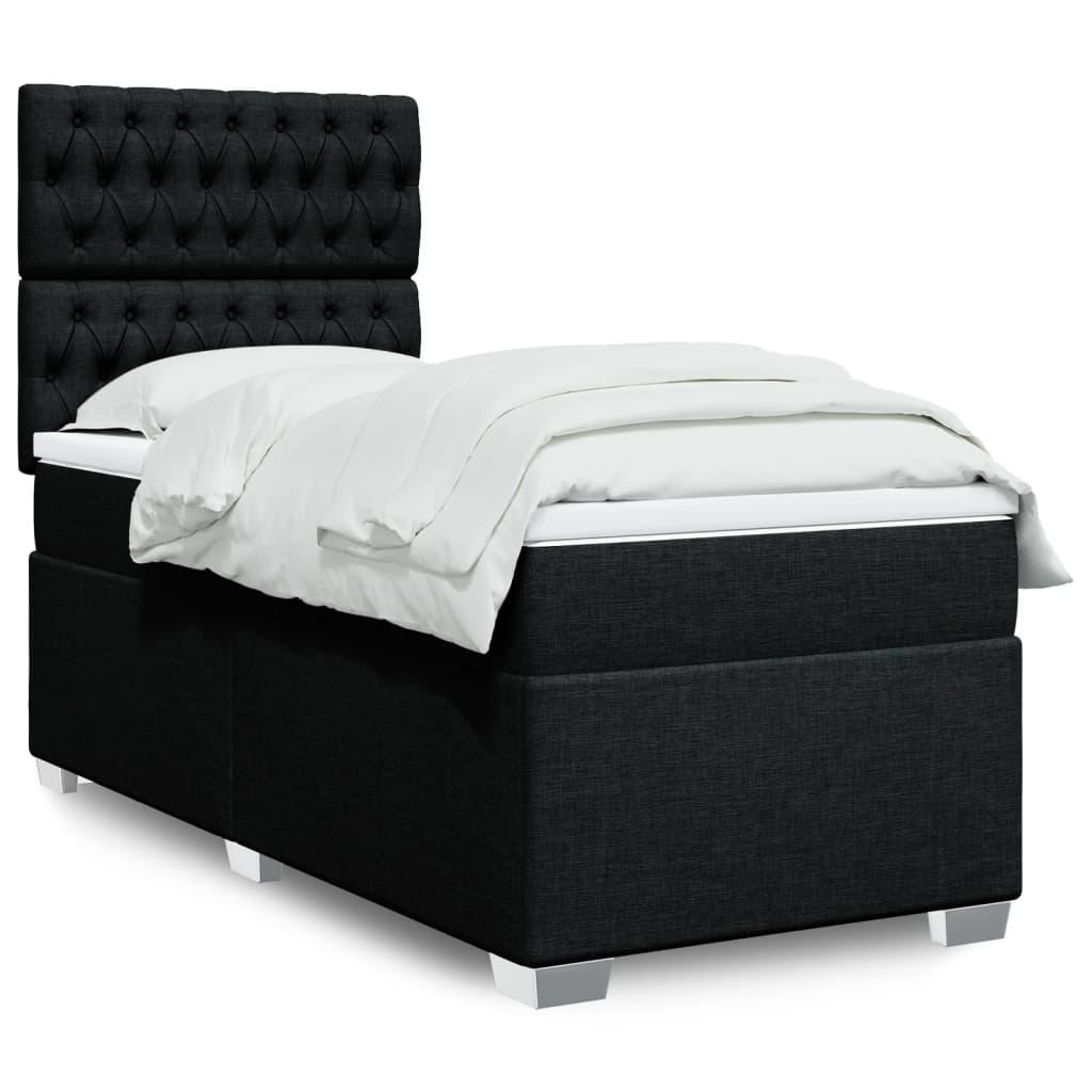 Kontinentalseng med madras 100x200 cm stof sort billede