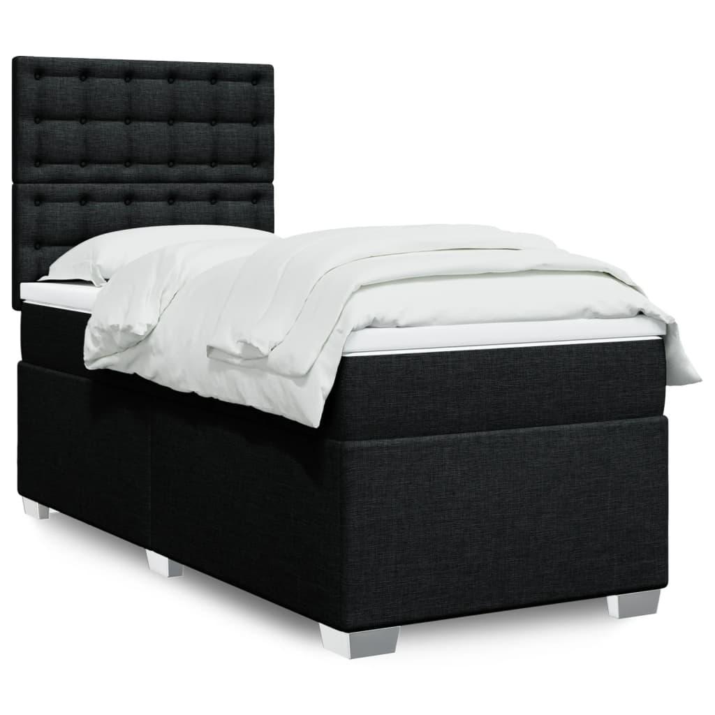Kontinentalseng med madras 100x200 cm stof sort billede