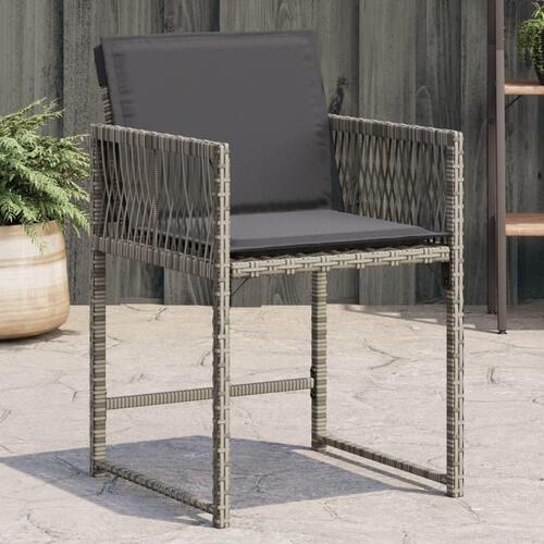 Havestole med hynder 4 stk. polyrattan grå