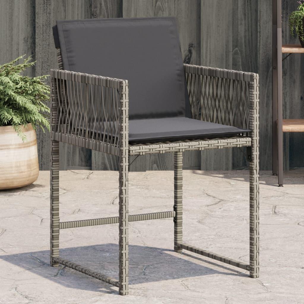 Havestole med hynder 4 stk. polyrattan grå