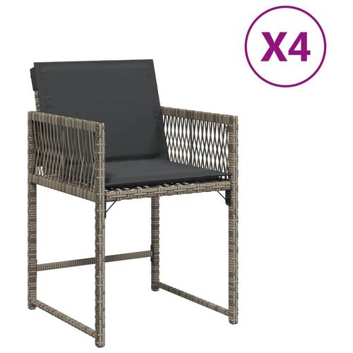 Havestole med hynder 4 stk. polyrattan grå