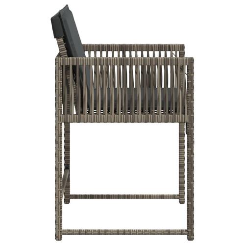 Havestole med hynder 4 stk. polyrattan grå