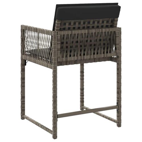 Havestole med hynder 4 stk. polyrattan grå