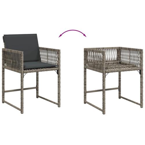 Havestole med hynder 4 stk. polyrattan grå