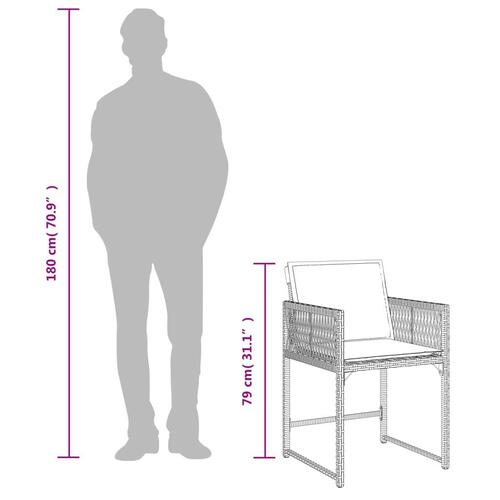 Havestole med hynder 4 stk. polyrattan grå