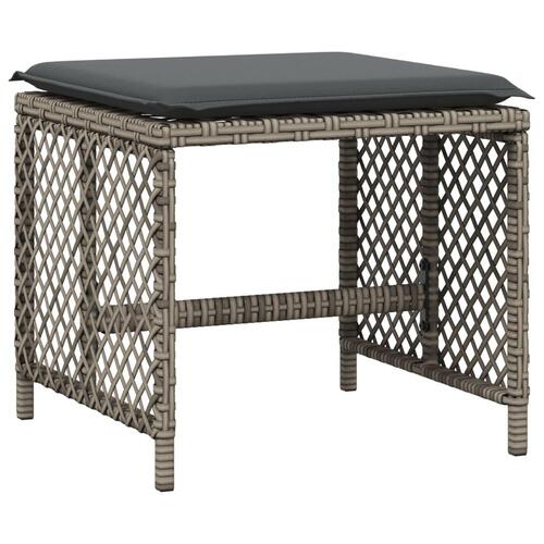 Haveskamler 4 stk. med hynder 41x41x36 cm polyrattan grå