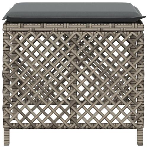 Haveskamler 4 stk. med hynder 41x41x36 cm polyrattan grå