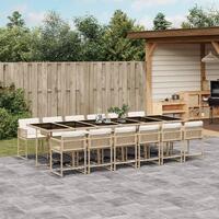 Spisebordssæt til haven 13 dele med hynder polyrattan beige