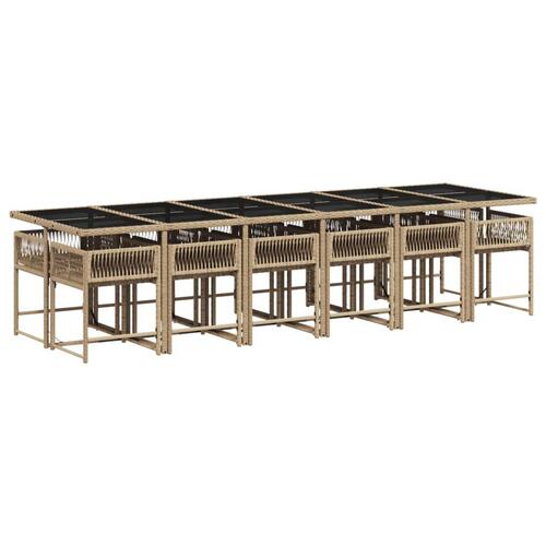 Spisebordssæt til haven 13 dele med hynder polyrattan beige