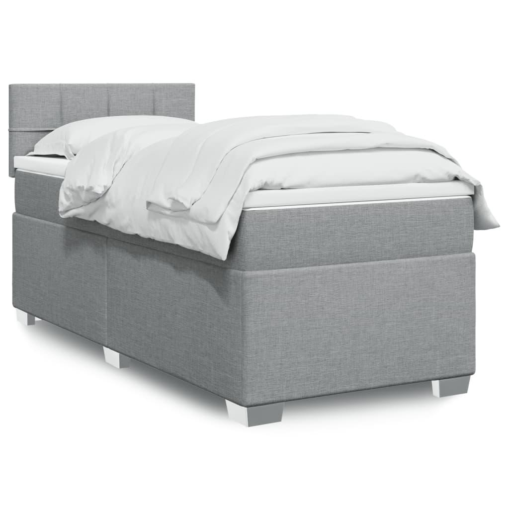 Kontinentalseng med madras 90x190 cm stof lysegrå billede