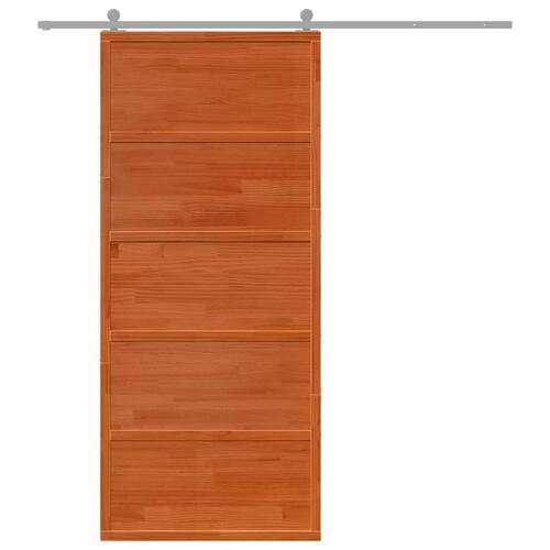 Skydedør 90x208 cm massivt fyrretræ gyldenbrun
