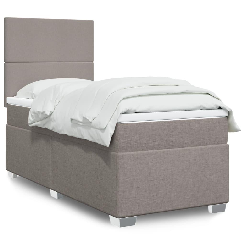 Kontinentalseng med madras 90x190 cm stof gråbrun billede