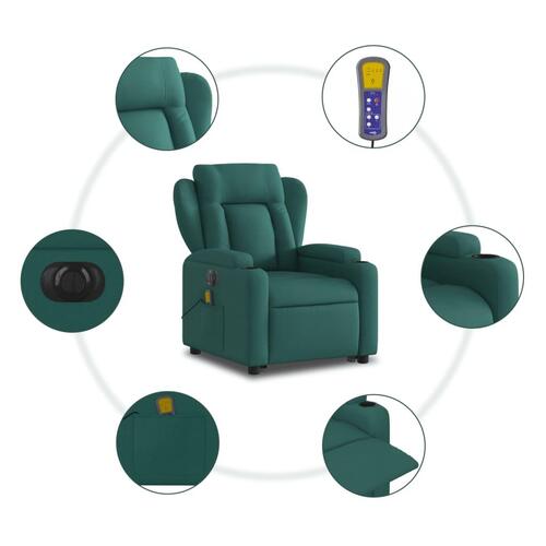 Elektrisk massagestol med løftefunktion stof mørkegrøn