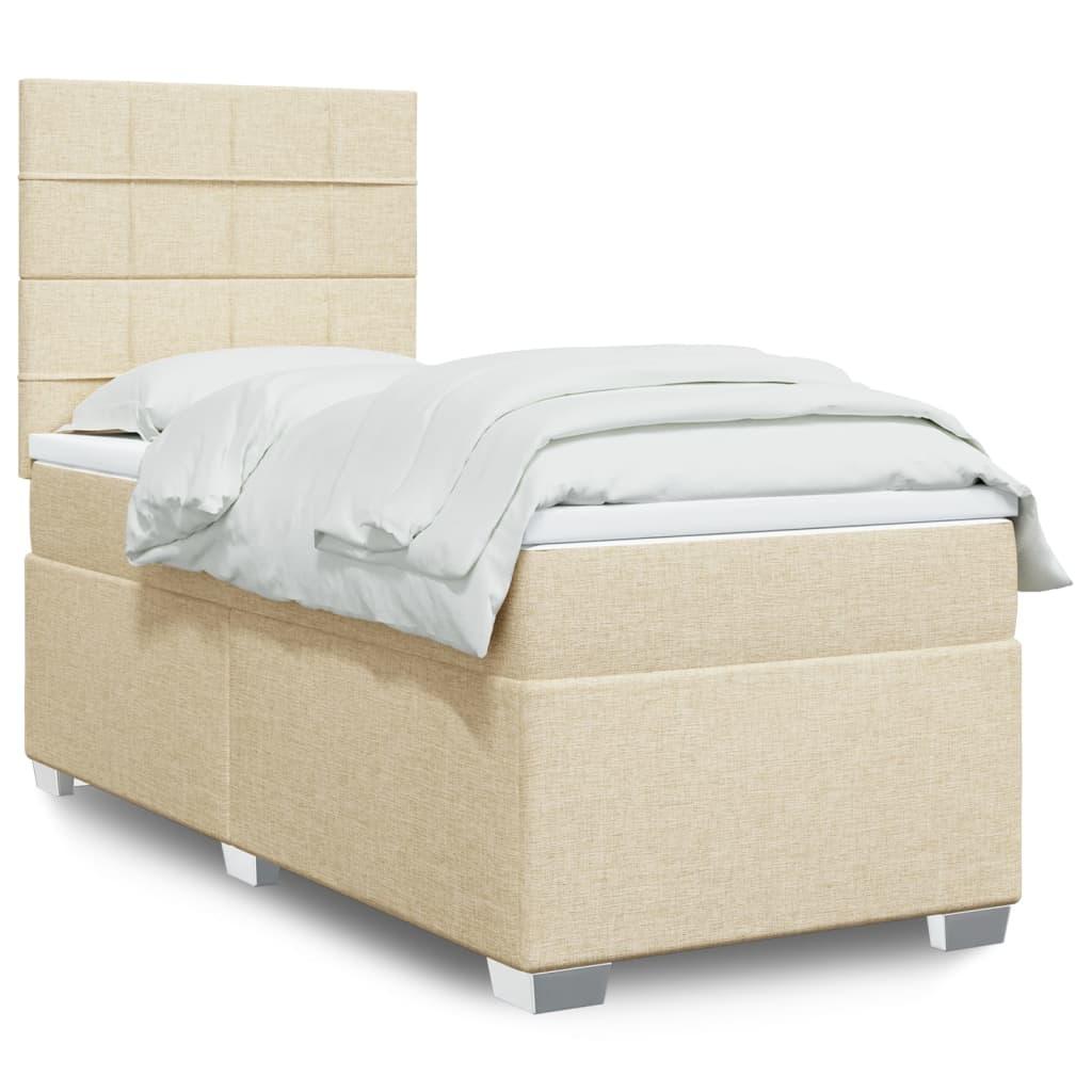 Kontinentalseng med madras 90x200 cm stof cremefarvet billede