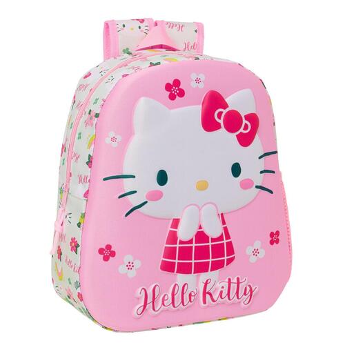 3D Børnetaske Hello Kitty Grøn Pink 27 x 33 x 10 cm