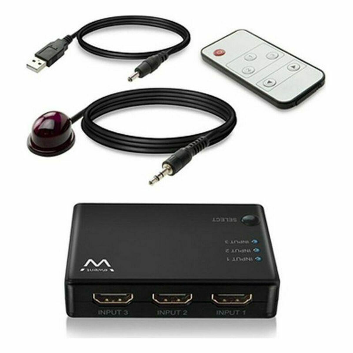 Ewent EW3730 HDMI-switch 3-port 4K Ultra HD - Sort