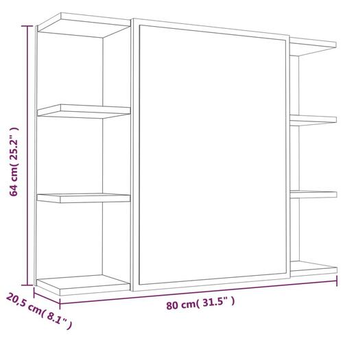 Badeværelsesskab + spejl 80x20,5x64 cm konstrueret træ brunt eg