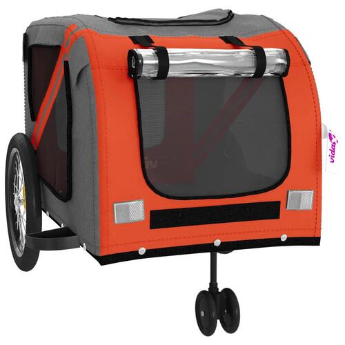 Cykeltrailer til kæledyr oxfordstof og jern orange og grå