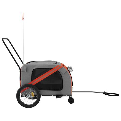 Cykeltrailer til kæledyr oxfordstof og jern orange og grå